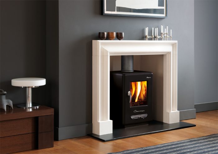 Chesneys Clandon Bolection Frame fireplace with Alpine 6 series multi-fuel stove in Black Anthracite