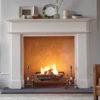Chesneys Alhambra fireplace with the Morris fire basket for dogs and Burton andirons