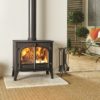 Stovax & Gazco Stockton 11 wood burning stove in matt black with flat top and two doors