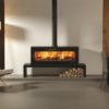 Stovax & Gazco Studio 3 Freestanding wood burning stove on low bench