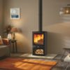 Stovax & Gazco Vogue Midi wood burning stove with optional midline base