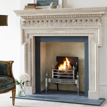 Chesneys Chichester fireplace with the Osterley fire basket in steel