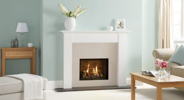 Stovax & Gazco Riva2 500 Edge gas fire with brick-effect lining