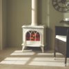 Stovax & Gazco Huntingdon 30 enamel electric stove with tracery door and decorative flue