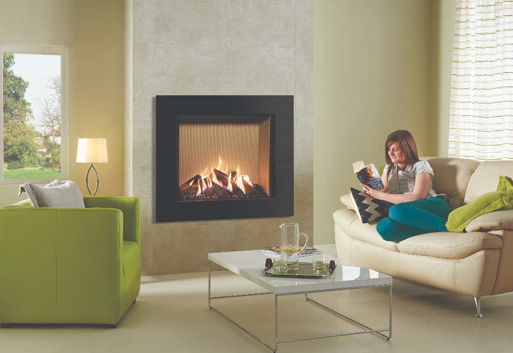 Stovax & Gazco Reflex 75T Icon XS gas fire with fluted vermiculite lining