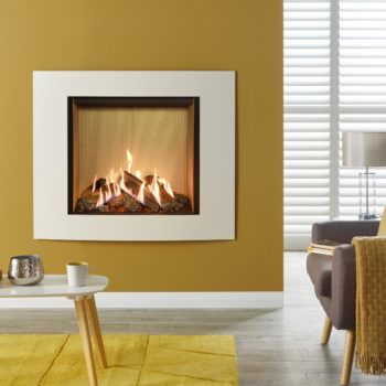 Stovax & Gazco Reflex 75T Verve XS ivory gas fire with fluted vermiculite lining