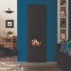 Stovax & Gazco Riva2 400 Verve XS gas fire with EchoFlame black glass lining, matching top and base