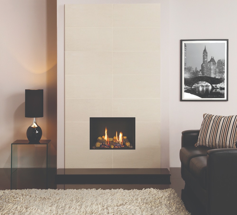 Stovax & Gazco Riva2 500 Edge gas fire with black reeded lining