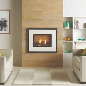 Stovax & Gazco Riva2 500 Evoke steel gas fire, ivory finish with vermiculite lining