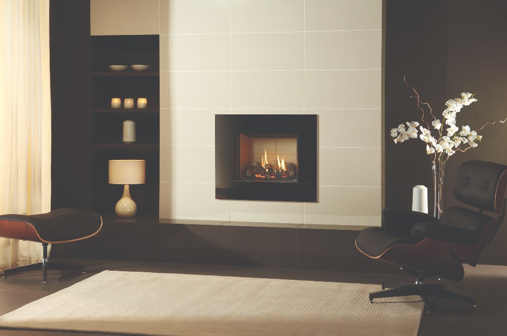 Stovax & Gazco Riva2 500 Verve XS gas fire, graphite finish with vermiculite lining