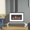 Stovax & Gazco Studio 1 freestanding gas fire, white finish, log effect, black reeded lining and matching bench