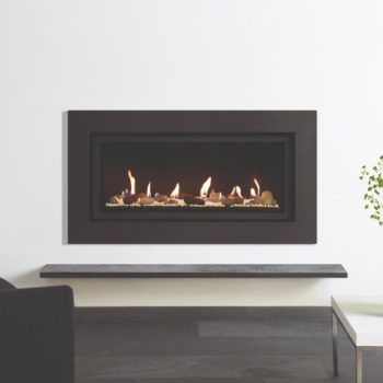 Stovax & Gazco Studio 2 gas fire Expression frame, pebbles and stones effect and black reeded lining