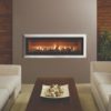 Stovax & Gazco Studio 3 gas fire with Bauhaus frame, polished stainless steel finish, driftwood effect and vermiculite lining