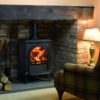 Stovax & Gazco Huntingdon 28 wood burning stove in matt black with clear door