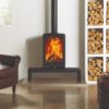 Stovax & Gazco Vogue Midi T wood burning stove with bench