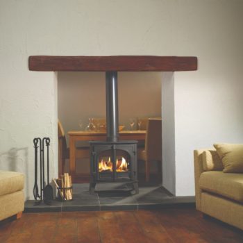 Stovax & Gazco Stockton 8 Double Sided wood burning stove in matt black with flat top