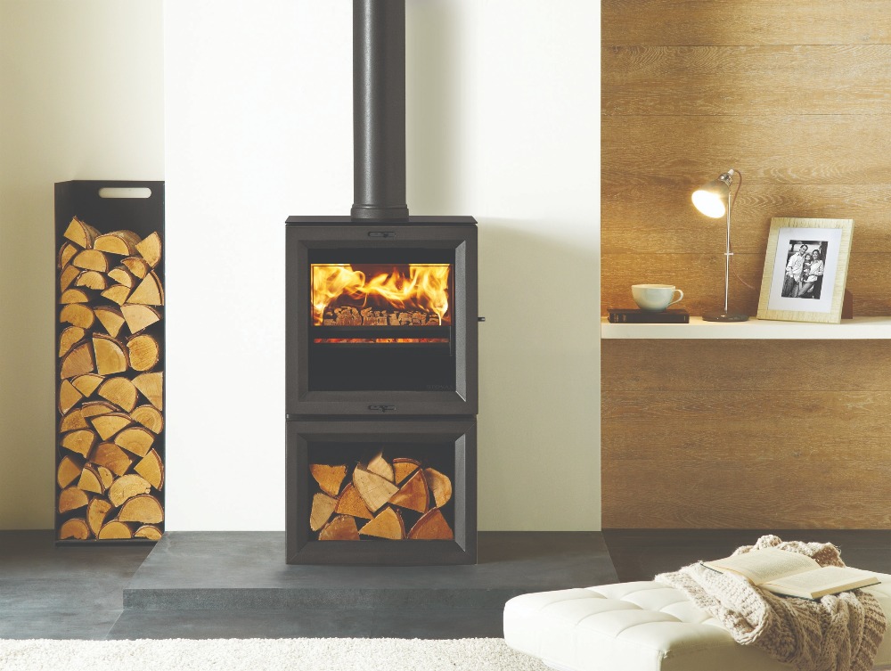 Stovax & Gazco View 5 wood burning stove with optional midline base