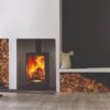 Stovax & Gazco Vogue Midi T wood burning stove with plinth