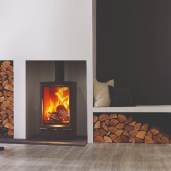 Stovax & Gazco Vogue Midi T wood burning stove with plinth