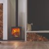 Stovax & Gazco Vogue Midi wood burning stove with plinth