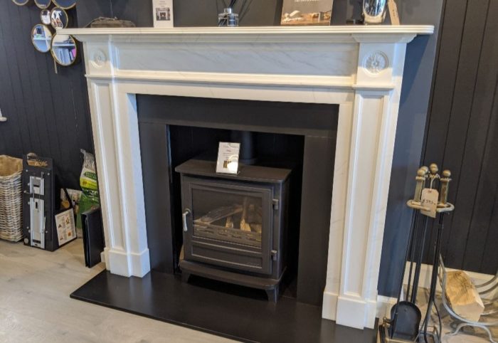 Chesneys Langley fireplace with the Salisbury gas stove (large) in showroom